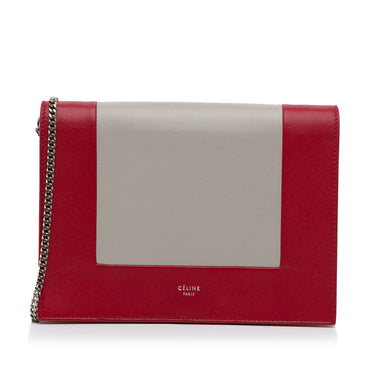 Red Celine Frame Leather Wallet on Chain Crossbody Bag - Designer Revival