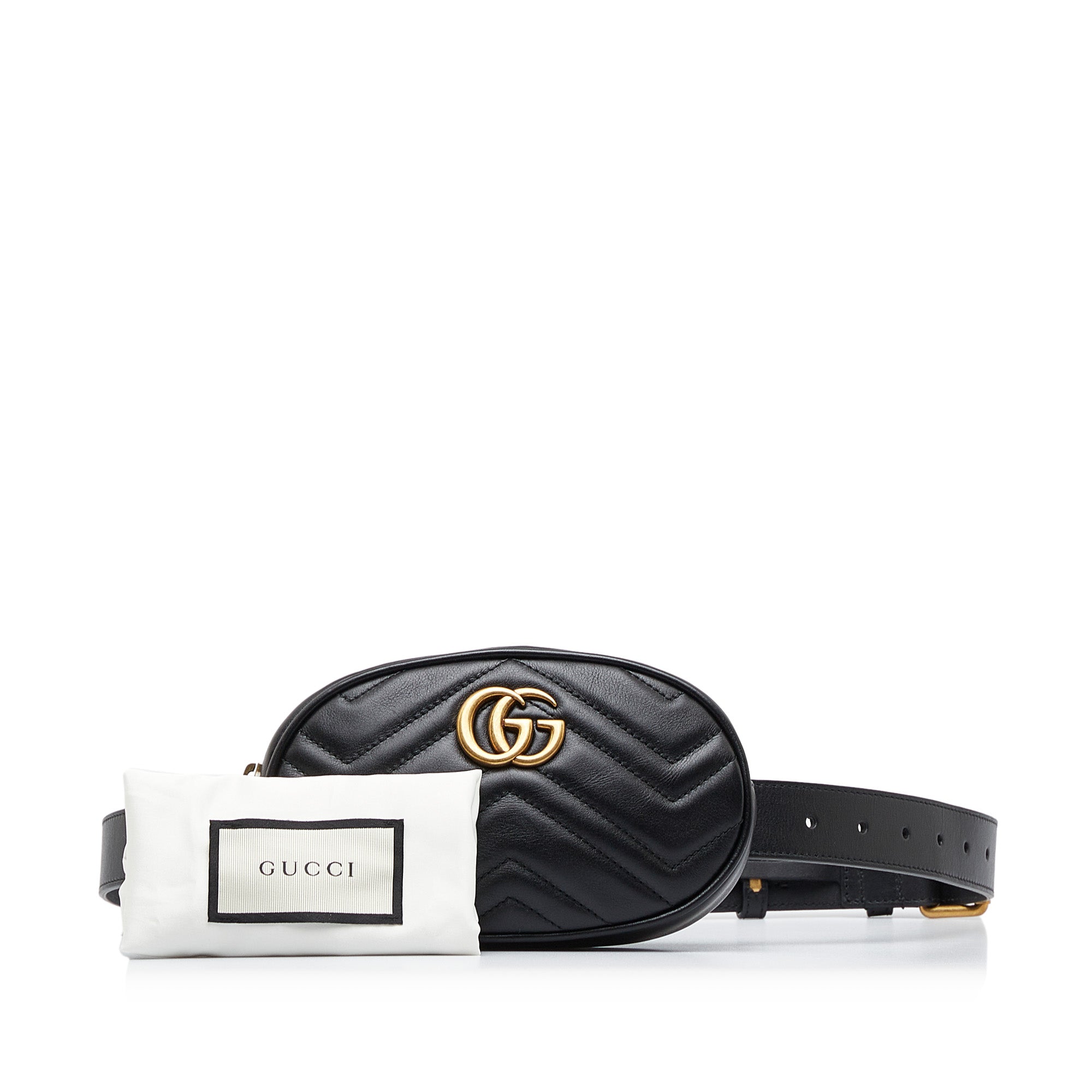 Black Gucci Gg Marmont Matelasse Belt Bag