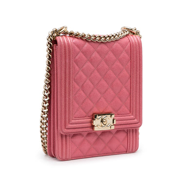 Pink Chanel North South Boy Flap Crossbody Bag - Designer Revival