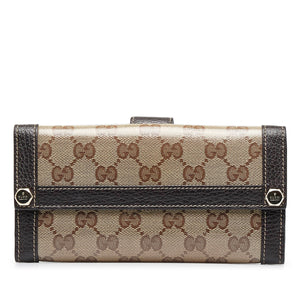 Brown Gucci GG Crystal Long Wallet