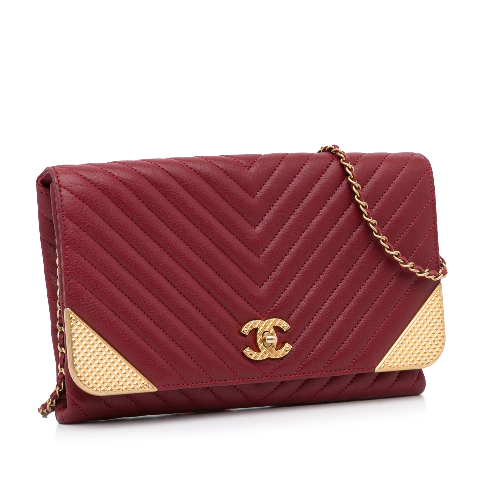 Chanel CC WOC Chevron Leather Wallet Crossbody Bag