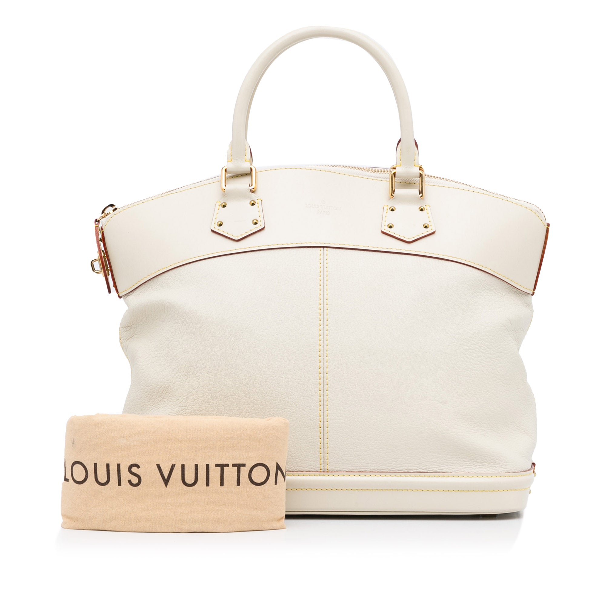 White Louis Vuitton Suhali Lockit MM Handbag