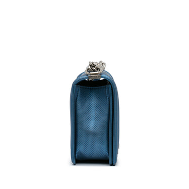 Blue Chanel Medium Perforated Lambskin Boy Flap Shoulder Bag - Designer Revival