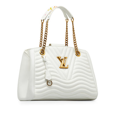 White Louis Vuitton Wave Chain Tote - Designer Revival