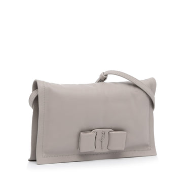 Gray Ferragamo Mini Viva Bow Crossbody Bag - Designer Revival