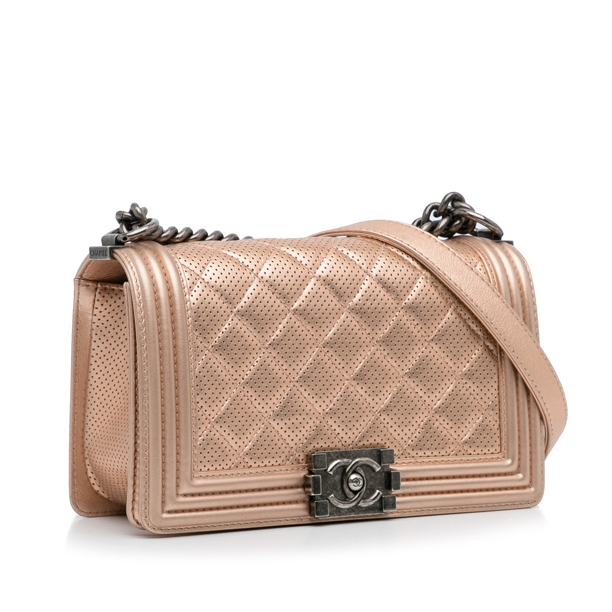 Gold Chanel Medium Perforated Lambskin Boy Flap Crossbody Bag – Designer  Revival