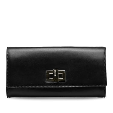 Black Fendi Peekaboo Leather Wallet - Designer Revival