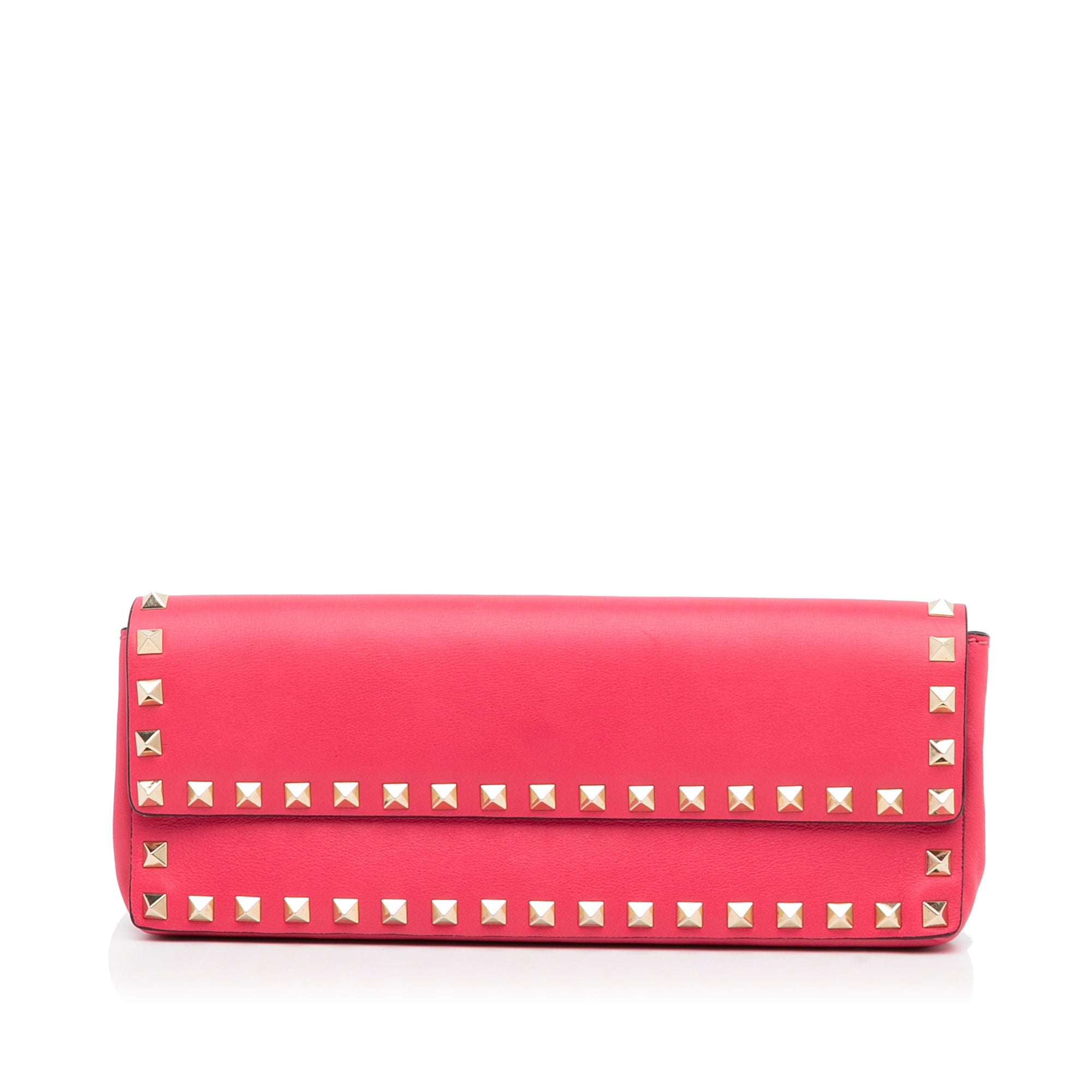 Pink Valentino Flap Bracelet Leather Clutch Designer