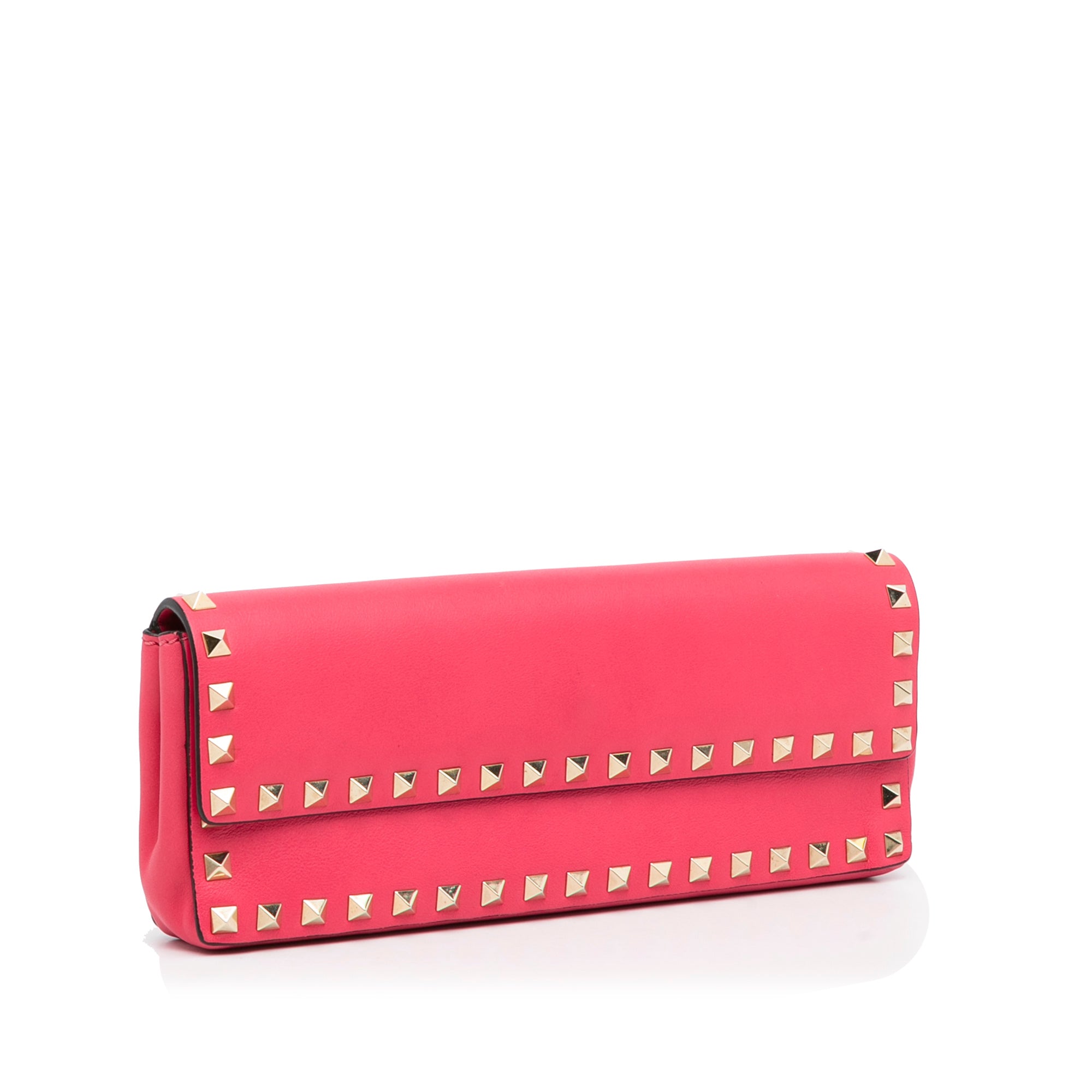 Valentino Pink/Beige Leather Medium Embellished Rockstud Glam Lock Flap Bag  Valentino