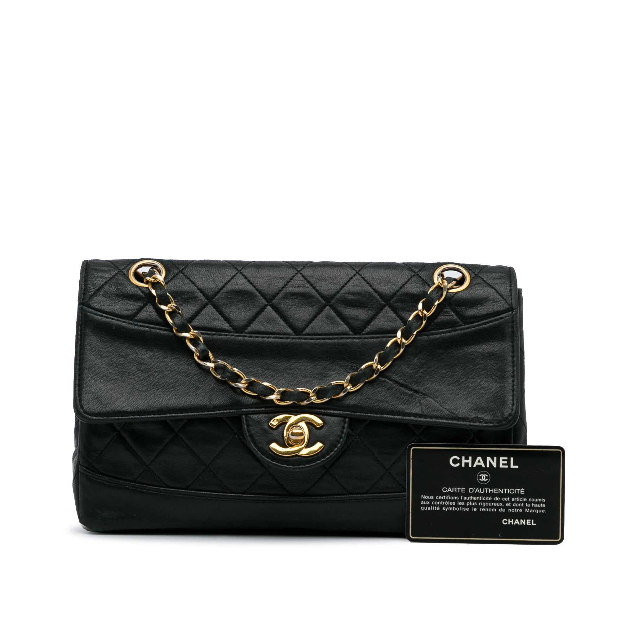 Chanel Black Quilted Lambskin Leather Cover CC Shoulder Bag