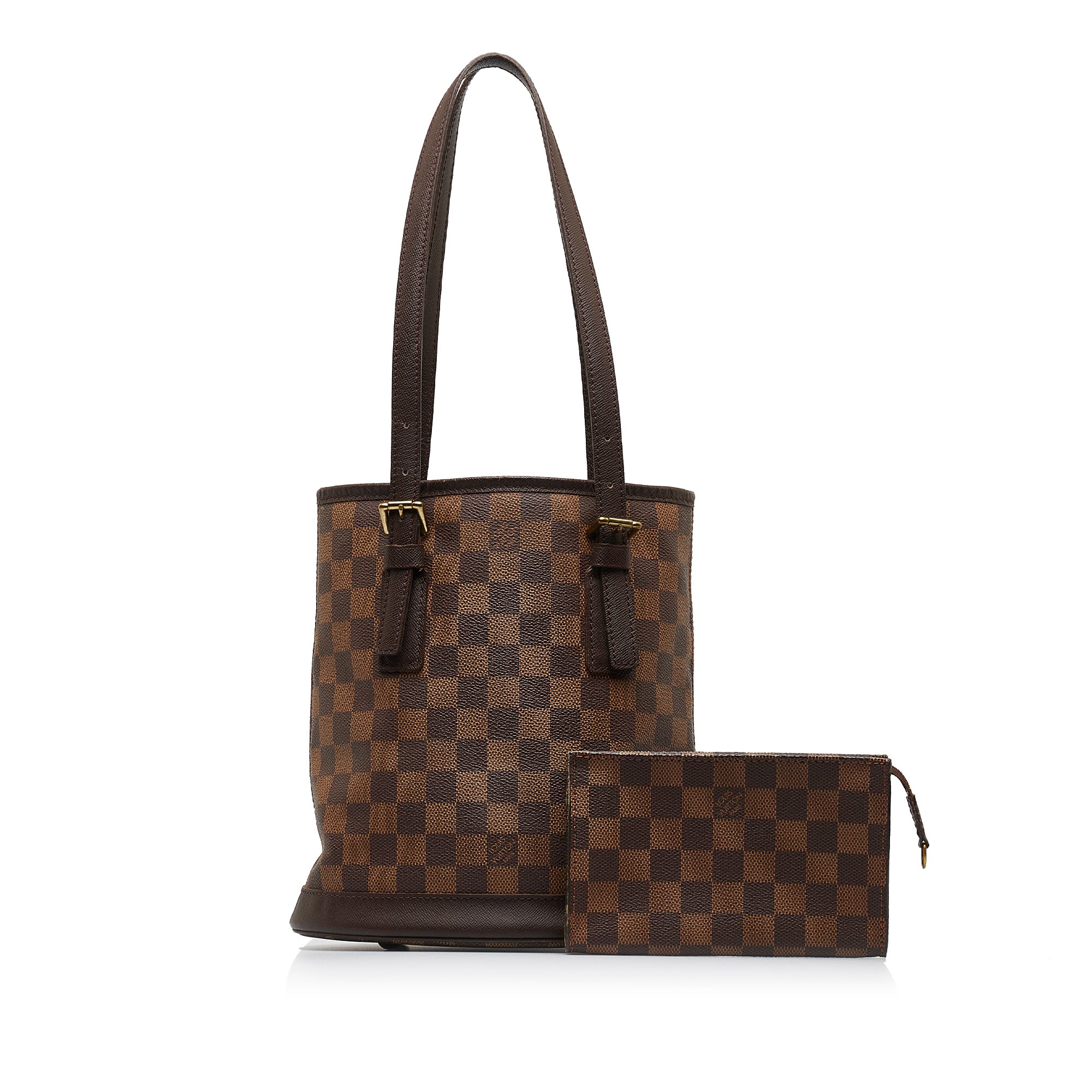 Brown Louis Vuitton Damier Ebene Marais PM Bucket Bag – Designer Revival