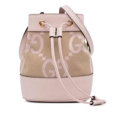 Pink Gucci Mini Jumbo GG Canvas Ophidia Bucket Bag - Designer Revival