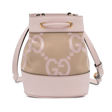 Pink Gucci Mini Jumbo GG Canvas Ophidia Bucket Bag - Designer Revival