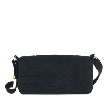 Black Chanel Jersey Knit Chocolate Bar Flap Shoulder Bag - Designer Revival