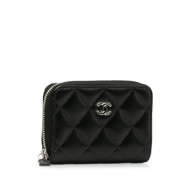 Black Chanel Quilted Lambskin Leather Coin Pouch - Designer Revival