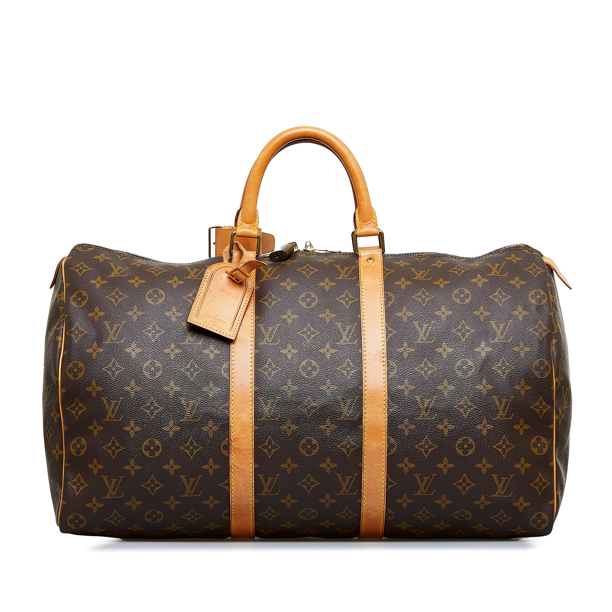 Louis Vuitton Beige Patent Leather Rolled Handle Monogram Interior Pocket Bag