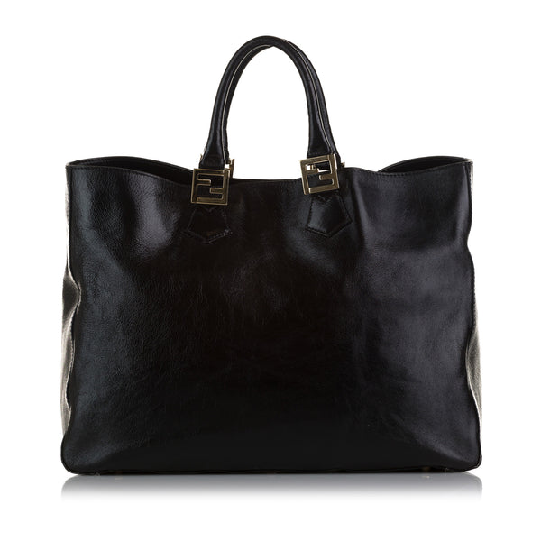 Black Fendi Twins Leather Tote Bag