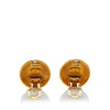 Gold Chanel CC Crown Clip On Earrings