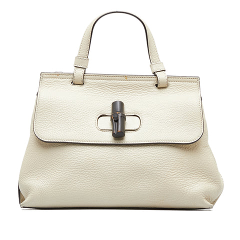 White Gucci Small Bamboo Daily Satchel