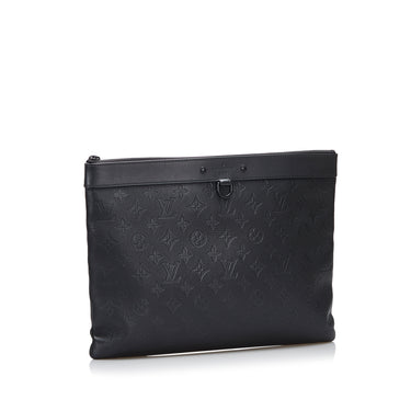 Black Louis Vuitton Monogram Shadow Discovery Pochette Clutch Bag - Designer Revival
