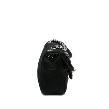 Black Chanel Extra Mini Satin Choco Bar Charms Flap Bag - Designer Revival