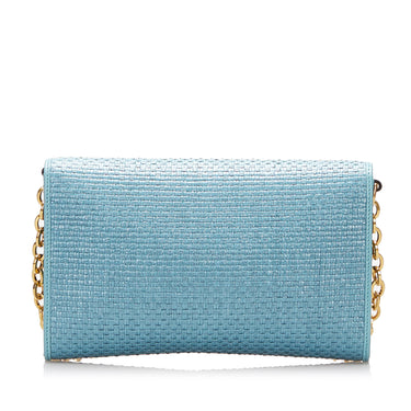 Blue Gucci Horsebit 1955 Raffia Chain Bag - Designer Revival