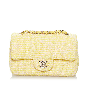 Yellow Chanel CC Tweed Flap Bag