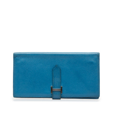 Blue Hermes Epsom Bearn Wallet - Designer Revival