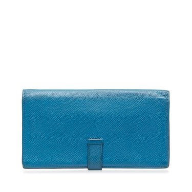 Blue Hermes Epsom Bearn Wallet - Designer Revival