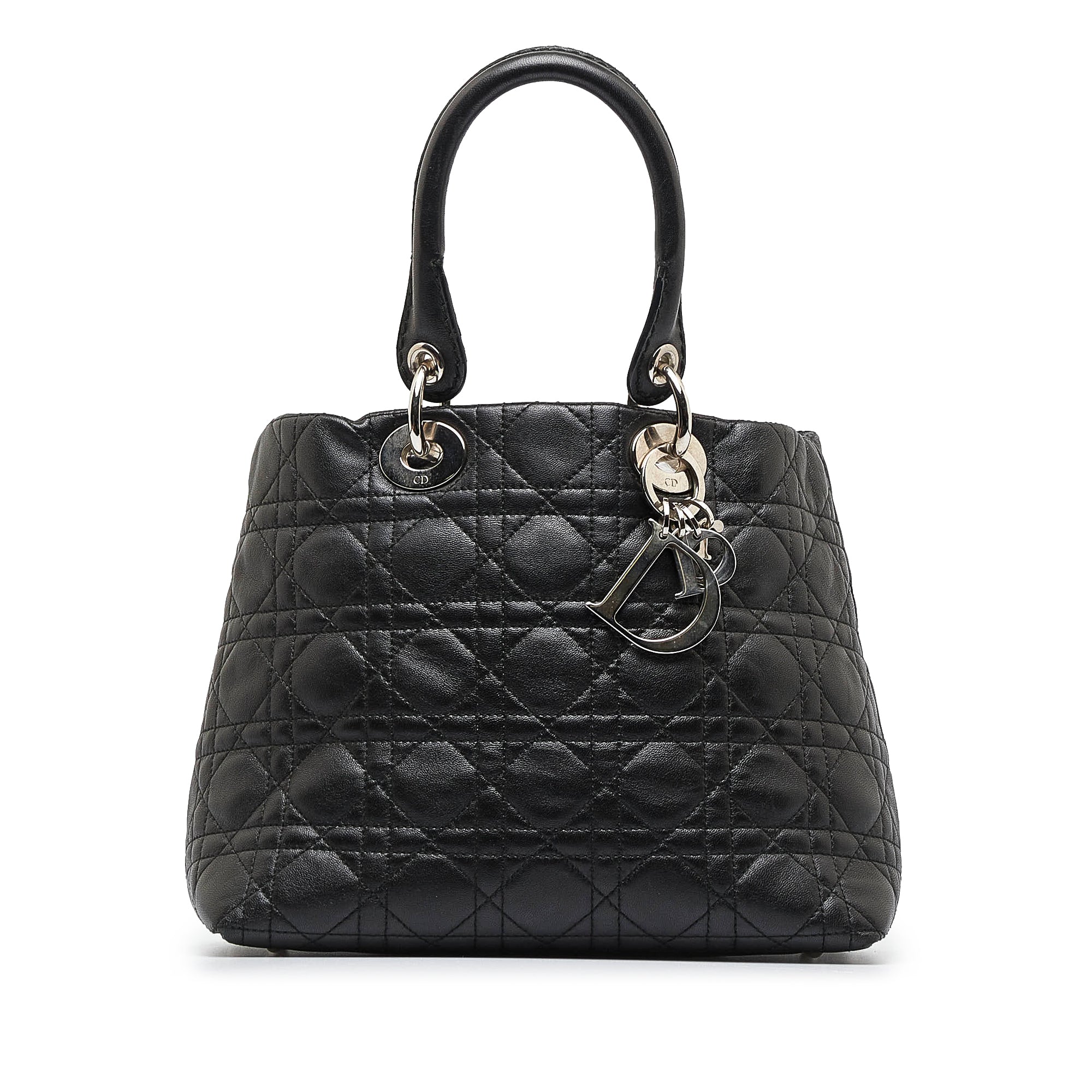 New! Christian Dior Supple Lady Dior Bag Cannage Studded Lambskin