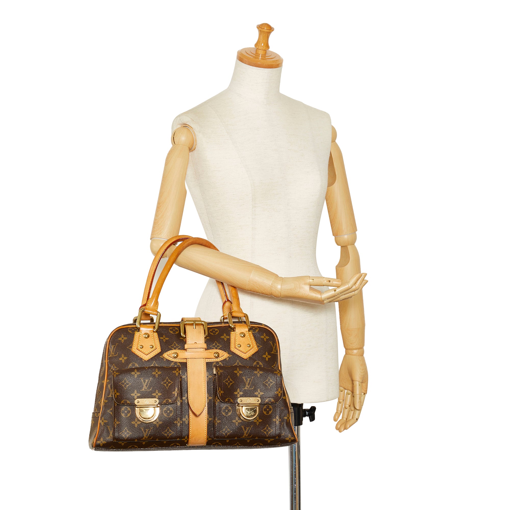 Manhattan cloth handbag Louis Vuitton Brown in Cloth - 34716179