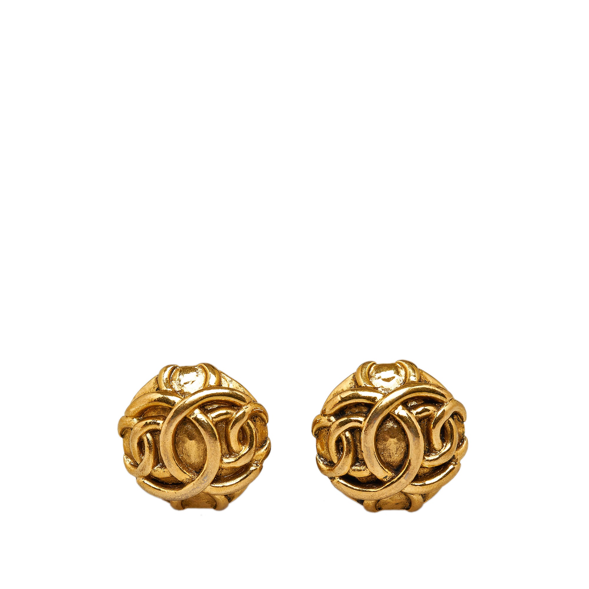 Gold Chanel CC Clip-on Earrings