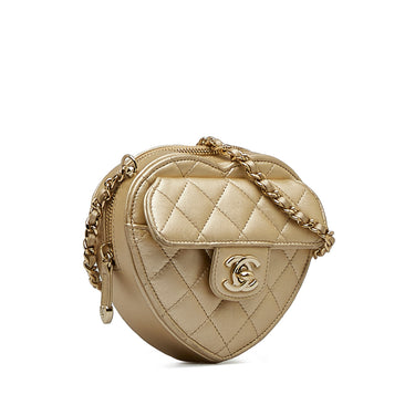 Gold Chanel Mini CC in Love Heart Crossbody - Designer Revival