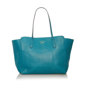 Blue Gucci Swing Leather Tote Bag