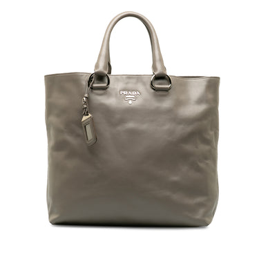 Gray Prada Soft Calf Double Zip Tote Bag - Designer Revival