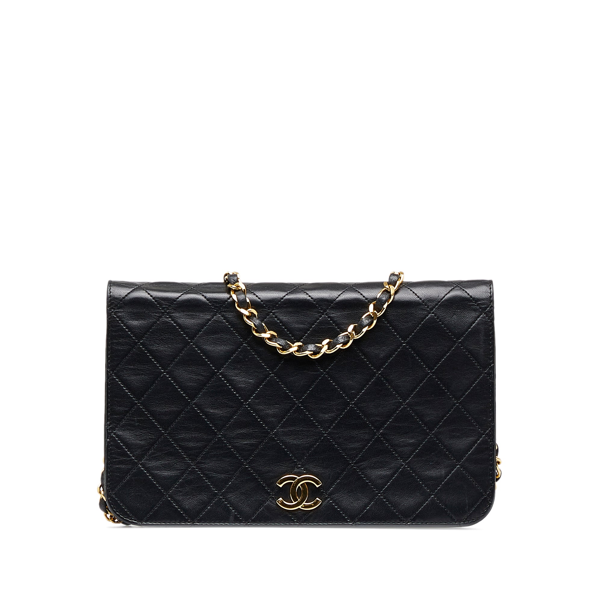 Chanel Black Top Handle Caviar leather Quilted Flap Front CC