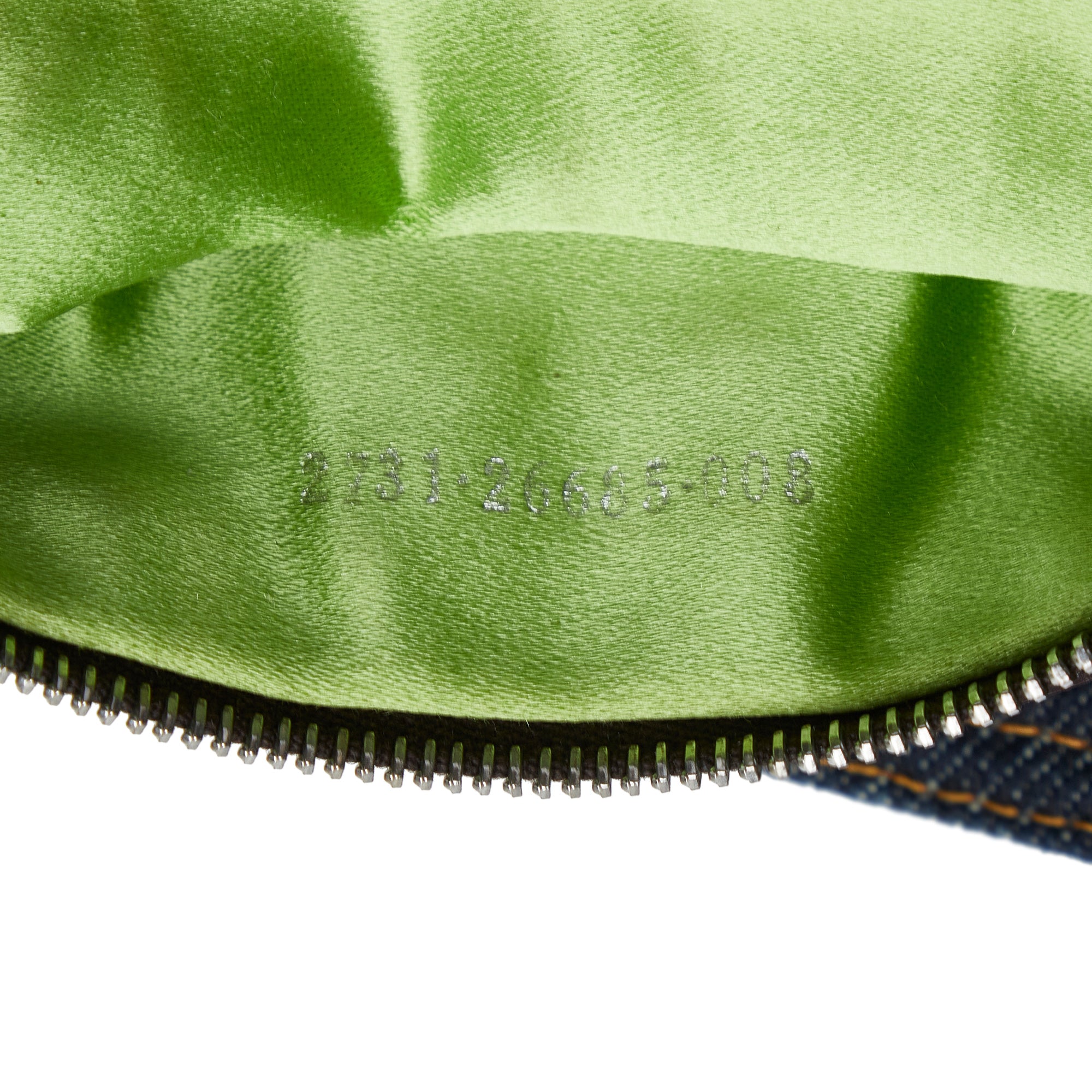 Green Fendi Embroidered Denim Baguette Crossbody Bag - Designer Revival