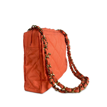 Orange Chanel Quilted Nylon Shoulder Bag - Designer Revival
