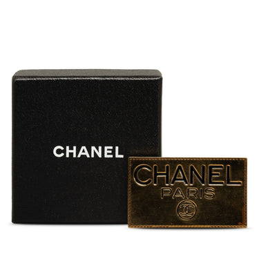 Gold Chanel CC Logo Plate Brooch - Designer Revival