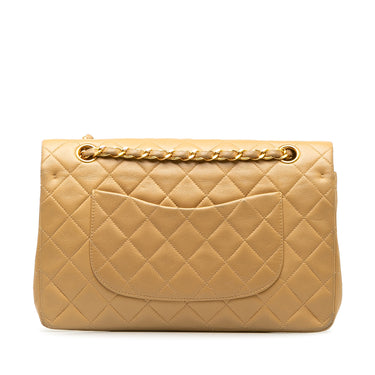 Tan Chanel Medium Classic Lambskin Double Flap Shoulder Bag - Designer Revival
