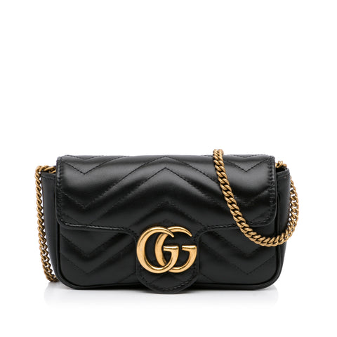 Auth Chanel Big Matelasse W Chain Women's Leather Shoulder Bag Black