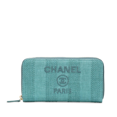 Blue Chanel Tweed Deauville Continental Wallet - Designer Revival