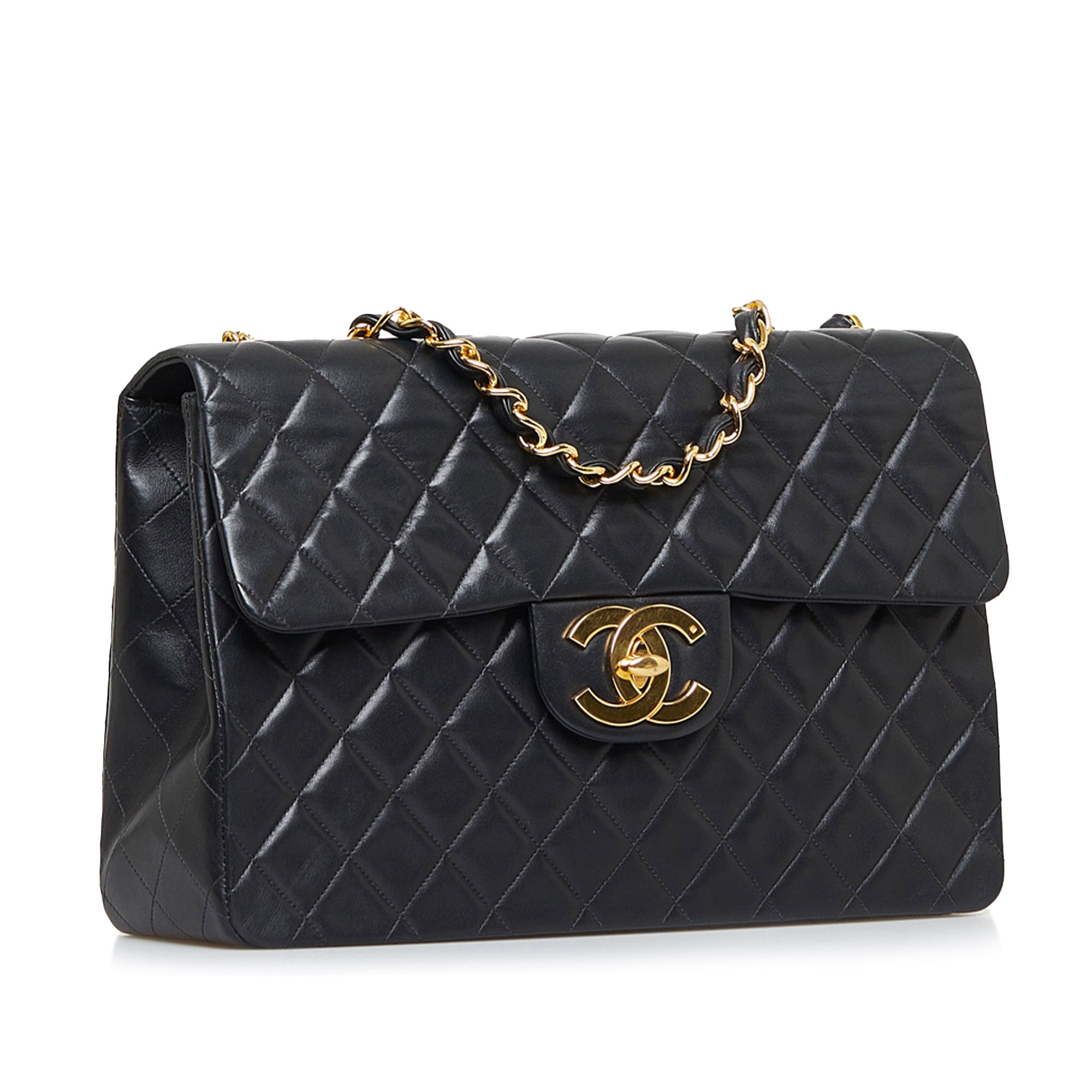 Black Chanel Maxi Classic Lambskin Single Flap Shoulder Bag