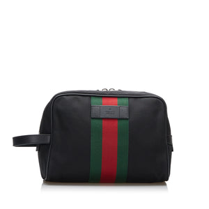 Black Gucci Techno Canvas Web Pouch