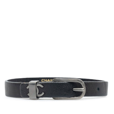 Black Chanel CC Leather Bracelet - Designer Revival