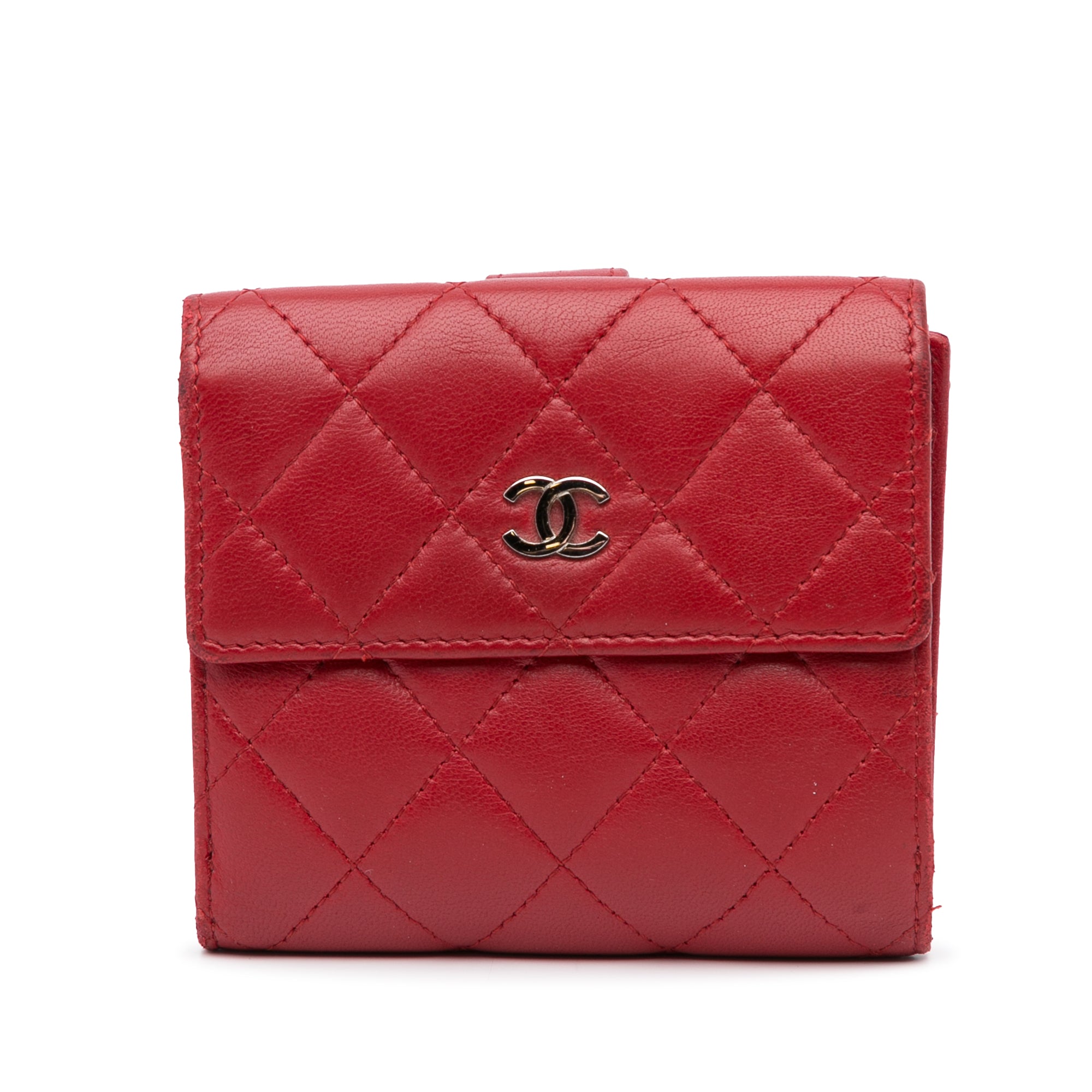 Cra-wallonieShops Revival  Red Chanel CC Matelasse Small Wallet