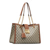 Brown Gucci Medium GG Supreme Padlock Tote Bag