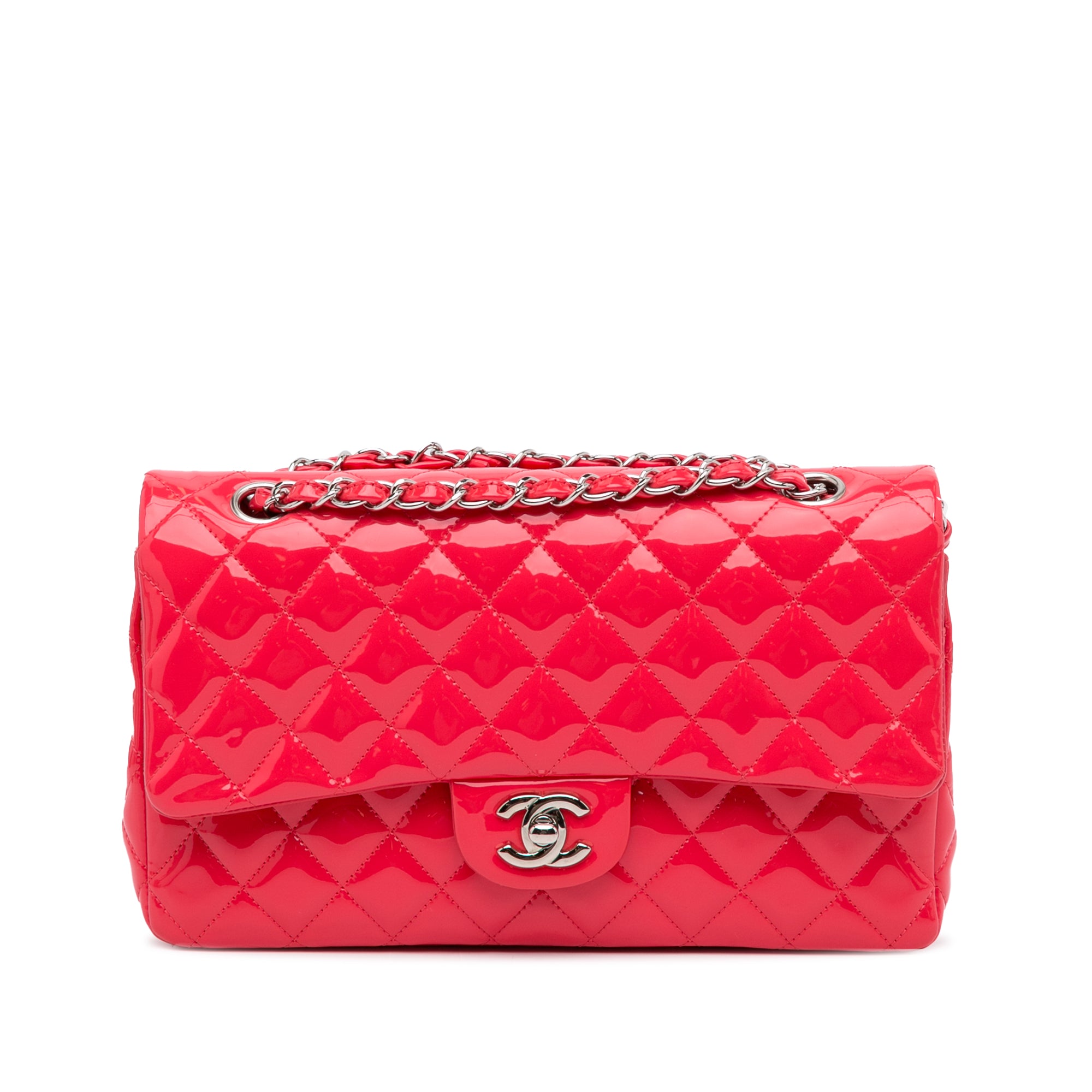 Red Chanel Medium Classic Patent Double Flap Shoulder Bag – Designer Revival