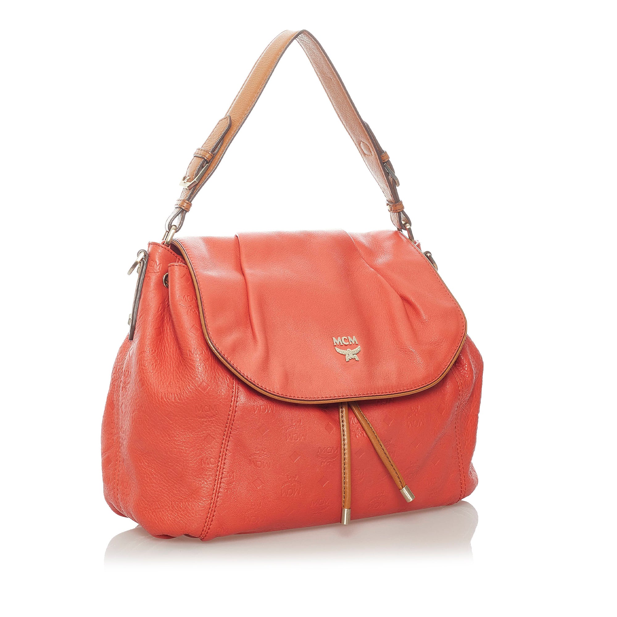 Orange MCM Leather Satchel Bag - Designer Revival