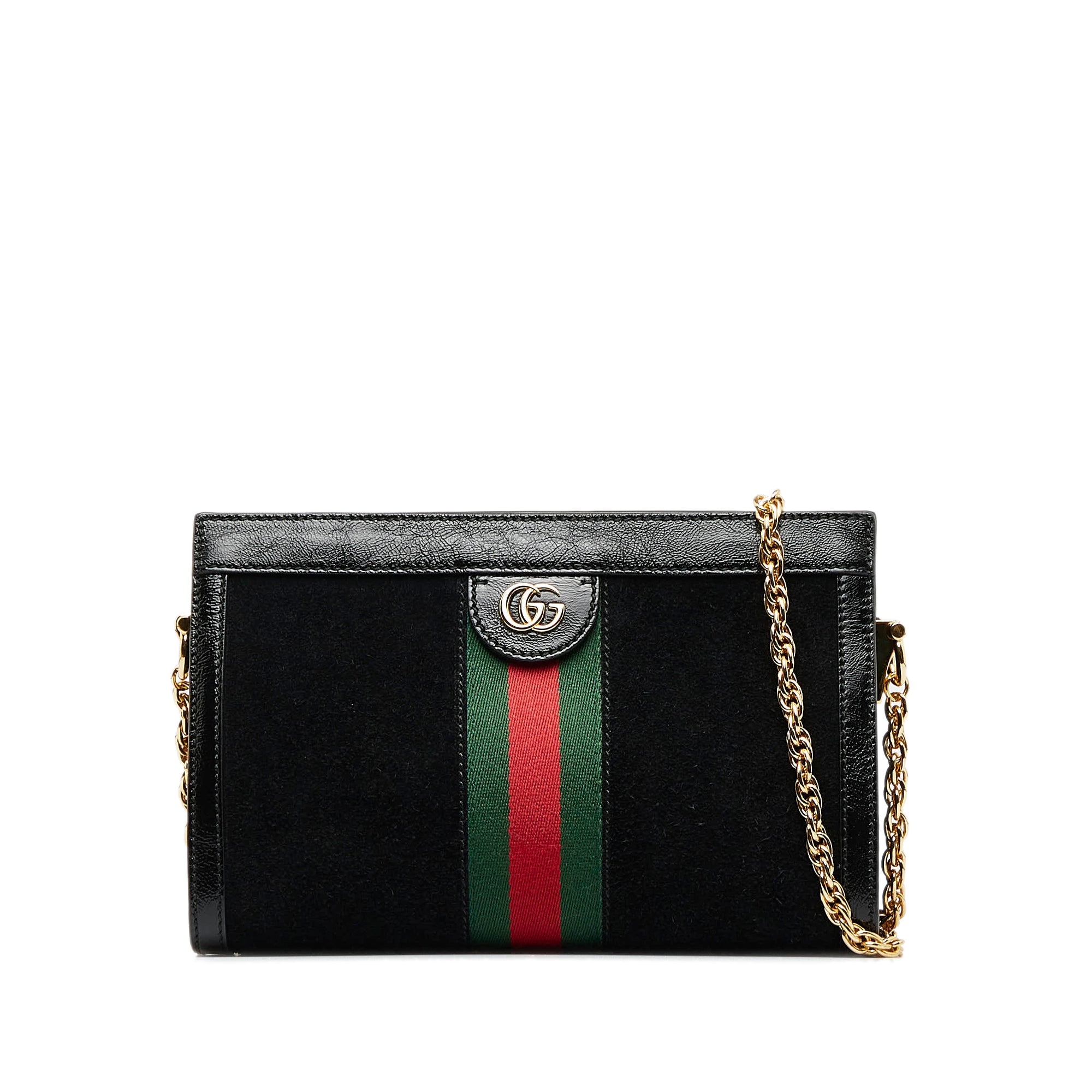 GUCCI Ophidia GG Small Web Suede Leather Shoulder Bag Black 503877